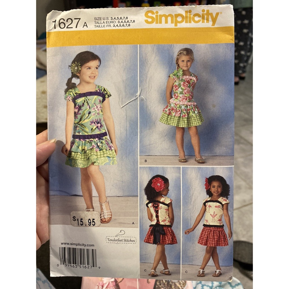 Simplicity 1627 Girls Dress Sewing Pattern Size 3-8 Uncut Ruffle Summer Dress